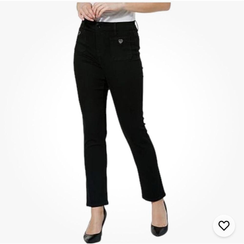 DG2 Diane Gilman jeans straight leg stretch heart-shaped buttons size 2P NWT